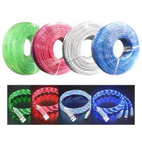 Cable de Carga LED 3 en 1 de Alta Calidad con Luz Fluida, Cable USB Luminoso 3 en 1 para Teléfonos Móviles, Computadoras y Escáneres de Código de Barras
