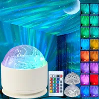 Projecteur LED 16 couleurs effet Aurore, mini télécommande, design moderne à ondulations d'eau, pour chambre, Noël, fêtes, décorations de nuit