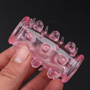 Ensemble de dents de <span class=keywords><strong>loup</strong></span> à gros grains, anneau en cristal incrusté avec tête d'oeuf sautant de chenille, anneau de pénis sexuel en matériau TPE, vente en gros - Product Image 4