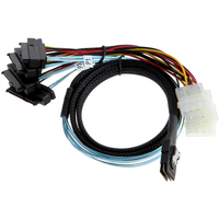 Cable de Alimentación Bofan MiniSAS SFF-8087 a SFF-8482 de 0.5M con Trenzado de PVC de 4 Pines, Cable Plano Rojo SAS 3.0 para Servidor SATA X4