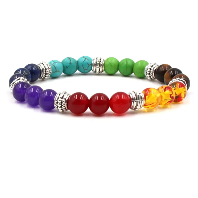 2022 fabricants de mode vendent bien Bracelet bijoux charme 7 Chakras naturel Yoga pierre perles Bracelets en gros