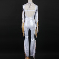 Justaucorps de danse en feuille d'or et d'argent à paillettes brillantes vêtements de danse latine gland à paillettes pantalons longs scène Performance Jazz Wear