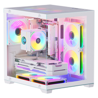 High-Airflow Mesh Design Snowman ATX Mid Tower Computer Case PC Chassis Tempered Glass Side Panel for Gaming Computer Front USB