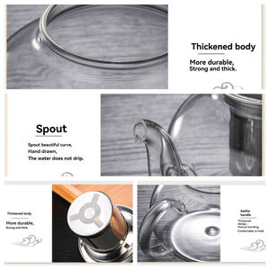 Théière en verre épaissi résistante aux hautes températures avec filtre en acier inoxydable, ensemble de théière en verre pour la maison - Product Image 6