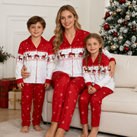 Ensemble de pyjamas de Noël à imprimé flocons de neige et rennes - Vêtements de nuit pour femmes et pyjamas de Noël en famille pour les fêtes de 2026