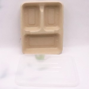 Piatti usa e getta ecologici personalizzati a <span class=keywords><strong>3</strong></span> scomparti piatti biodegradabili in polpa di bambù vassoi da portata piatti piatti - Product Image 3