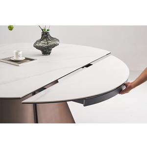 Set <span class=keywords><strong>Tavolo</strong></span> <span class=keywords><strong>da</strong></span> Pranzo Rotondo <span class=keywords><strong>Allungabile</strong></span> di Alta Qualità con 4 <span class=keywords><strong>Sedie</strong></span>, Stile Nordico per Ristoranti - Product Image 5