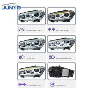 Faro a LED Junyo per BMW X5 F15 2014-2018, modificato con lente a LED a cornice blu, luci diurne <span class=keywords><strong>e</strong></span> fari anteriori. - Product Image 4