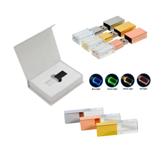 New Style Creative 3D Logo Crystal USB Flash Drive Custom Logo Blank Rose Gold Thumbdrive Pen