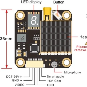 2000mW Công suất đầu ra cao chuyển sang âm thanh thông minh 5.8GHz 40ch máy phát tầm xa FPV VTX MMCX betaflight UAV AKK FX2 Dominator - Product Image 3