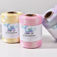 Fil à crocheter holographique coréen populaire de 1 mm, irisé argenté, à âme filée, motif teint, pour bricolage et couture artisanale