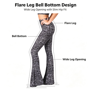 <span class=keywords><strong>SATINA</strong></span> Leggings évasés taille haute à jambes larges – Taille élastique extensible dans quatre directions – Imprimés et unis – Grande taille (XX-Large Herbage White) - Product Image 3