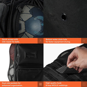 Sac <span class=keywords><strong>à</strong></span> dos de basketball personnalisé avec cordon de serrage pour garçons, sac <span class=keywords><strong>à</strong></span> dos de football pliable, sac de sport avec poche en filet amovible pour ballon, ODM OEM - Product Image 5