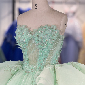 Jancember 1365 Tradicional Sweetheart Aqua Pearls Quinceanera 15 Vestidos para niñas Vestido - Product Image 5