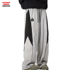 Men Double Waisted Sweatpants Custom Baggy Sweatpants Wide Leg <b>Drawstring</b> Pants Streetwear Gym black Men's Pants - Product Image 6