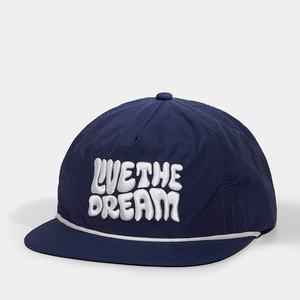 Casquette Snapback à 5 panneaux non structurée en nylon avec broderie 3D personnalisée OEM, logo personnalisé, chapeau à visière plate tendance avec cordon - Product Image 2