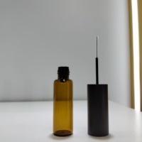 Flacon en verre ambré 5 ml, bouteille vide en plastique PP, tube transparent givré pour mascara, brillant à lèvres, brosse à cils, avec bouchon en bambou