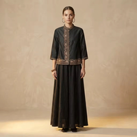 Kaos Sutra Jacquard Tradisional Pewarnaan Tangan Kerah Mandarin Longgar Lengan Semi Pendek Bernapas Ringan 100% Sutra Mulberry