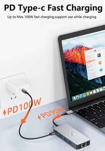 9 1 USB-C Hub 4K 60HZ for <strong>HDMI</strong> Adapter Gigabit <strong>RJ45</strong> Ethernet Multit-USB 3.0 <strong>Splitter</strong> SD/TF Card Reader for Mac for Dell Type-C - Product Image 5