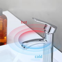 Robinet de lavabo de salle de bain en laiton chaud et froid, poignée unique, un trou, acier inoxydable moderne 304, robinet de lavabo de salle de bain