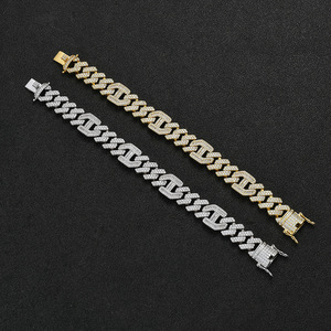 15Mm Single-row Domineering Cuban <b>Bracelet</b>, Japanese-shaped <b>Copper</b> Full of Zirconium Personality Hip-hop Tanjing Fashion - Product Image 1
