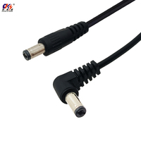 Hochwertiges schwarzes PVC DC 5,5x2,1mm rechtwinkliges Stecker-auf-Hohlstecker-Verlängerungskabel Stromadapterkabel
