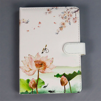 Carnet de notes à couverture rigide personnalisé avec impression simple style aquarelle, fermeture magnétique, feuilles mobiles et reliure spirale cousue