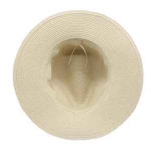 Chapeau de paille naturel MIO Panama en gros, uni, à large bord, avec ceinture personnalisable, idéal pour la <span class=keywords><strong>plage</strong></span>, protection solaire, chapeau de paille unisexe pour hommes et femmes - Product Image 4
