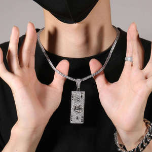 จี้เงินแท้ 925 ประดับมอสซาไนต์ รูปธนบัตร สไตล์ฮิปฮอป ชุบโรเดียม/ทอง 14K แฟชั่นทันสมัย ใส่ได้ทุกวัน เหมาะสำหรับทุกเพศ - Product Image 1