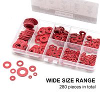 Kit assorti de rondelles isolantes plates en fibre de papier acier rouge, 8 tailles (M2, M2.5, M3, M4, M5, M6, M8), avec boîte (280 pièces)