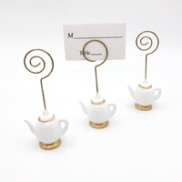 Porte-cartes de table pour le thé, nouveau Design, théière fantaisie, porte-Photo, faveurs de mariage, décoration de fête, Clips de cartes nominatives