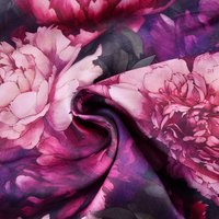 Tissu imprimé numérique 100 % polyester respirant à grandes fleurs pour vêtements de filles, robes, jupes et travaux de couture