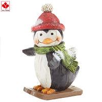Vente chaude - Cadeau de Noël - Figurines d'animaux en résine rouge - Cerf et pingouin de Noël - Fabriquées à la main et peintes à la main - Décoration pour la maison