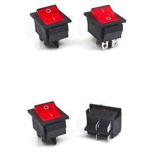 Interrupteur à bascule KCD4 4 broches 2 positions 10A 220V avec indicateur LED rouge pour four vapeur et appareils de cuisine - Product Image 1