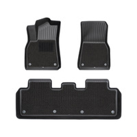 Tapis de sol de voiture en caoutchouc TPE imperméable pour Tesla Model Y & 3 Ensemble complet de 3 pièces avec motif en tissu à motifs croisés aiguilleté Épaisseur 10 mm