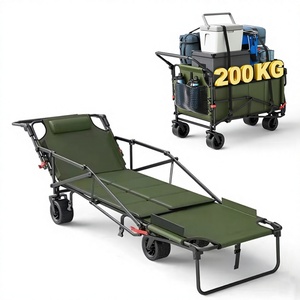 Açık Hava Kampı Çok Fonksiyonlu Arazi Tekerlekleri Metal Yatarlı Katlanabilir Sandalye Küçük El Arabası Katlanır Römork - Product Image 1
