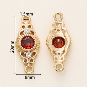 <b>Copper</b> Gold Plated Zircon Navette Connector Pendant For <b>Bracelet</b> Making DIY Jewelry Accessories - Product Image 2