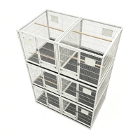 Grande cage d'élevage pour oiseaux à plusieurs compartiments, cage à volailles empilable sur roulettes avec perchoirs pour l'élevage des perroquets