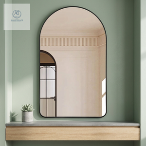Miroir de salle de bain décoratif moderne 60x90cm noir, à montage mural, avec lentilles en verre, sans électricité, pour un intérieur contemporain - Product Image 2