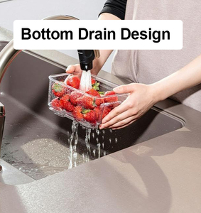 Ensemble de 3 boîtes de conservation alimentaire avec couvercles et poche à glace, boîte de rangement portable en plastique hermétique pour légumes et fruits, avec système de drainage pour réfrigérateur - Product Image 2