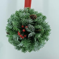 Ornement de Noël suspendu en feuilles de cèdre et de cyprès 2022, boule en aiguilles de pin