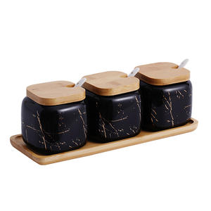 Juego de recipientes para condimentos de estilo japonés, de cerámica con diseño de mármol, para el hogar. - Product Image 2