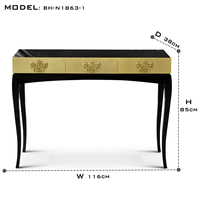 Meubles de bureau à domicile de luxe, entrée, couloir, lignes élégantes, détails en bois et artisanat haut de gamme, table console