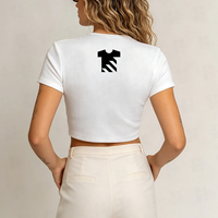 Kaos Crop Top Putih Polos Slim Fit Katun Custom, Kaos Olahraga Spandex Bayi, Kaos Katun Custom untuk Wanita