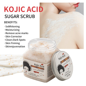 Venta caliente 350g Etiqueta privada Ácido Kójico <span class=keywords><strong>Exfoliante</strong></span> <span class=keywords><strong>de</strong></span> azúcar Mango Aloe Vera Coco Cúrcuma <span class=keywords><strong>Exfoliante</strong></span> facial <span class=keywords><strong>y</strong></span> corporal - Product Image 4