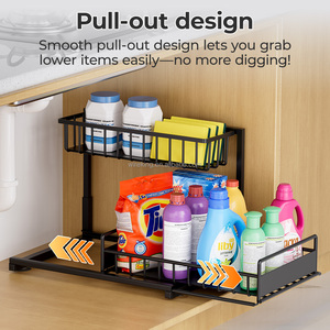 WIREKING - Organizador <span class=keywords><strong>de</strong></span> Fregadero <span class=keywords><strong>de</strong></span> 2 Niveles con Cajón <span class=keywords><strong>de</strong></span> Almacenamiento Metálico para Utensilios del Hogar, <span class=keywords><strong>Cocina</strong></span> y Baño - Product Image 5