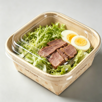 Boîte à lunch en papier kraft biodégradable personnalisable avec logo, formes carrées et rectangulaires pour salades et desserts, vente chaude, directement de l'usine
