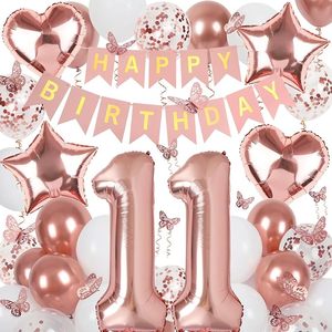 Insegna per <span class=keywords><strong>15</strong></span> Anni con Striscione <span class=keywords><strong>Buon</strong></span> <span class=keywords><strong>Compleanno</strong></span>, Palloncini in Foil Numero <span class=keywords><strong>15</strong></span> da 40 Pollici, Decorazioni a Farfalla - Product Image 2