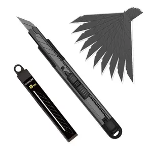 سكين ZY-600 سوداء اللون بمقبض من سبائك الألومنيوم 9 مم Sk5 شفرات قابلة للسحب قابلة للانزلاق سكاكين قابلة للارتداد