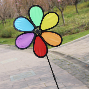 28cm ornamento da giardino per bambini con bordo nero tessuto di colore mulino a vento all'aperto macchina per filatura al Neon bicicletta decorazione giardino - Product Image 5